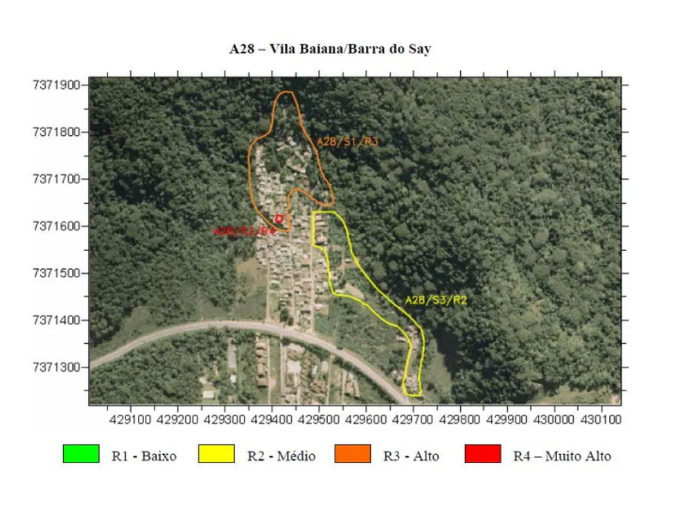 O mapeamento das áreas de risco na região já haviam sido feitos há anos. [Imagem: Reprodução/Ministério Público]